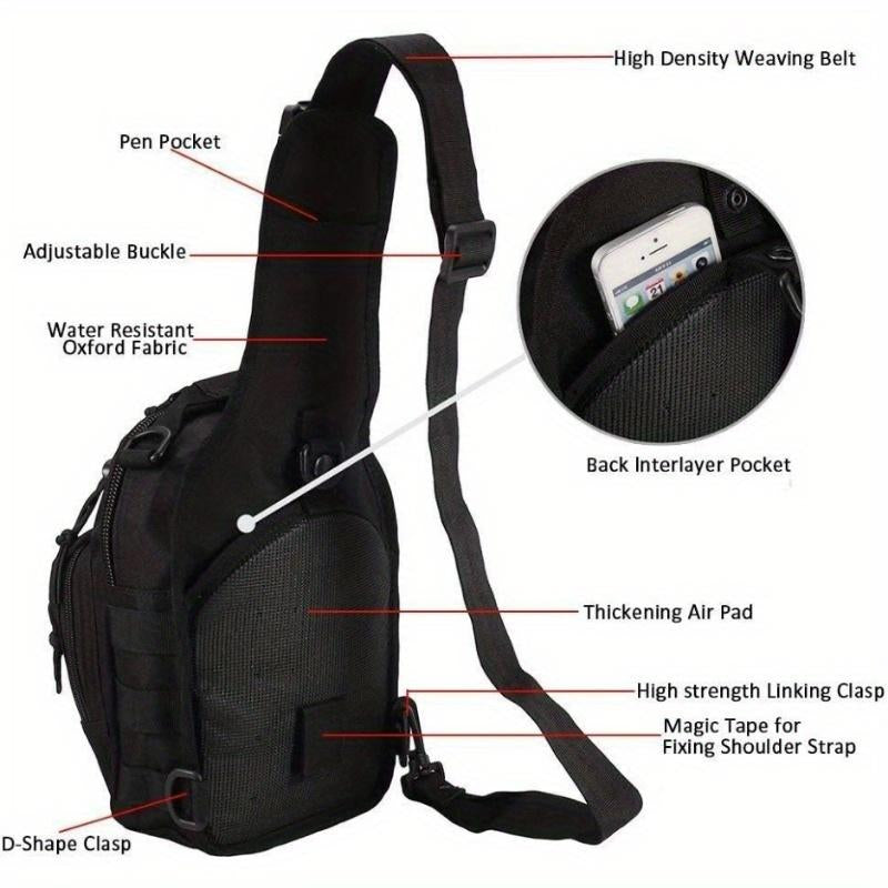 Multi-Color Optional, Men'S and Women'S Tactical Crossbodybag Chest Bag,Large-Capacity Shoulder Bag, Wear-Resistantwaterproof 1000D Outdoor Waterproof Shoulder Bag, Perfectfor Hiking and Camping Sport Bag