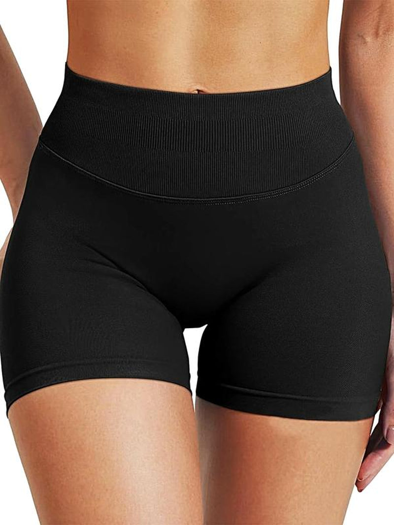 Women'S Butt Lifting High Waisted Tummy Control Gym Yoga Biker Shorts 4.5" Hidden Scrunch Workout Impact Shorts - Comfortable Fit for Various Activities