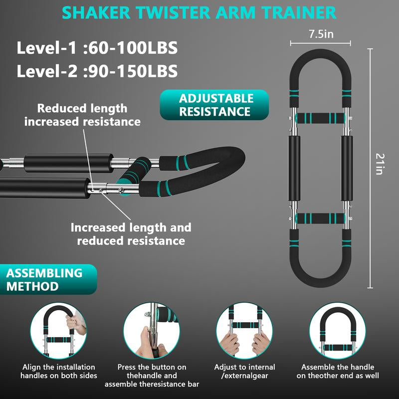 Twister Arm Trainer, Adjustable Chest Workout Equipment Arm Trainer for Men & Women Body Muscle Training Fitness Portable Spring Resistance for Home Exerciser