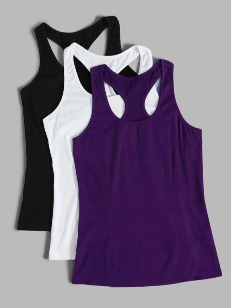 Women'S Solid Sports Tank Top, Breathable Comfortable Sports Top, Ladies Sportswear for Indoor Outdoor Wear