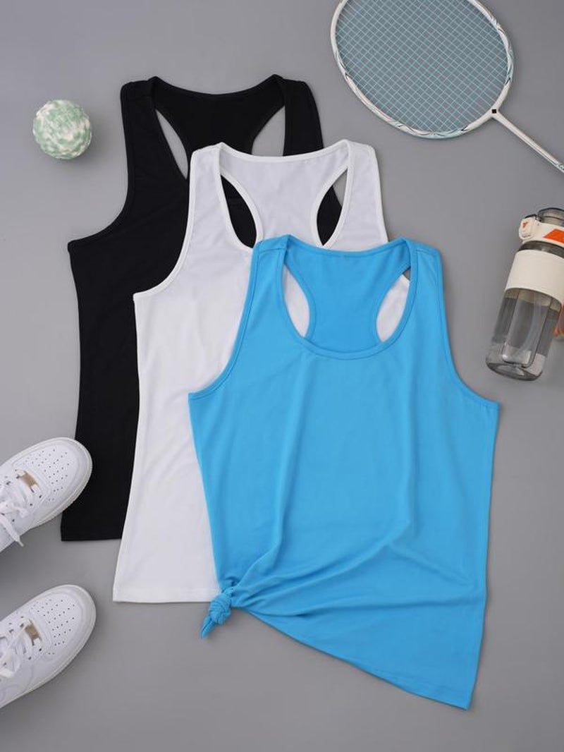 Women'S Solid Sports Tank Top, Breathable Comfortable Sports Top, Ladies Sportswear for Indoor Outdoor Wear