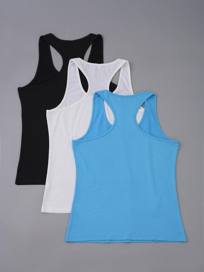 Women'S Solid Sports Tank Top, Breathable Comfortable Sports Top, Ladies Sportswear for Indoor Outdoor Wear