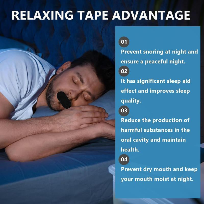 Mouth Tape for Sleeping, One Month Supply, Mouth Tape, Black, Gentle, Adhesion & 30 Strips, Sports Accessories