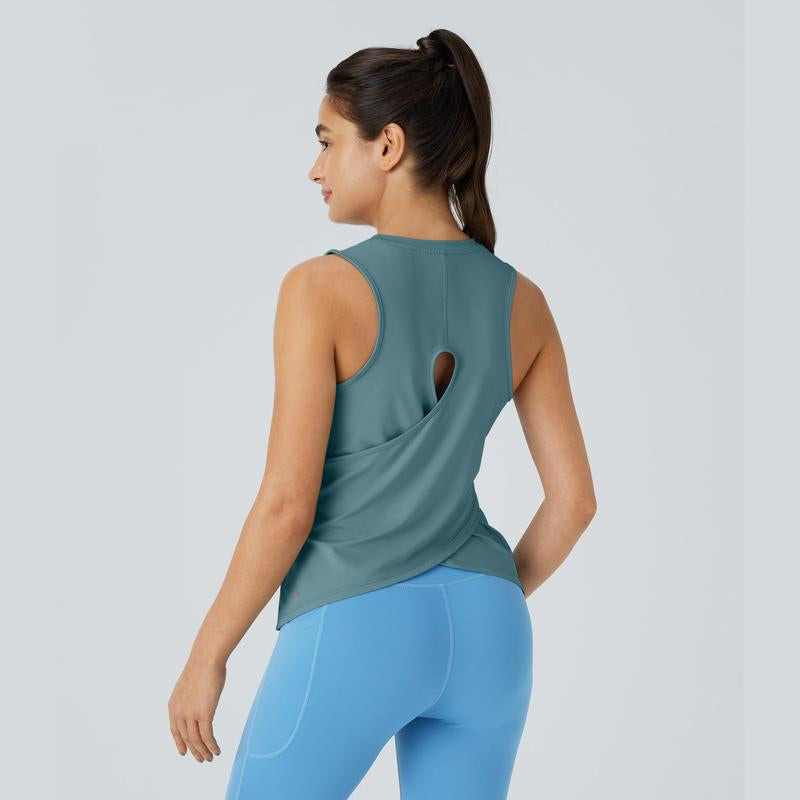 Halara Cut Out Crossover Hem Solid Yoga Tank Top