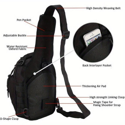 Multi-Color Optional, Men'S and Women'S Tactical Crossbodybag Chest Bag,Large-Capacity Shoulder Bag, Wear-Resistantwaterproof 1000D Outdoor Waterproof Shoulder Bag, Perfectfor Hiking and Camping Sport Bag