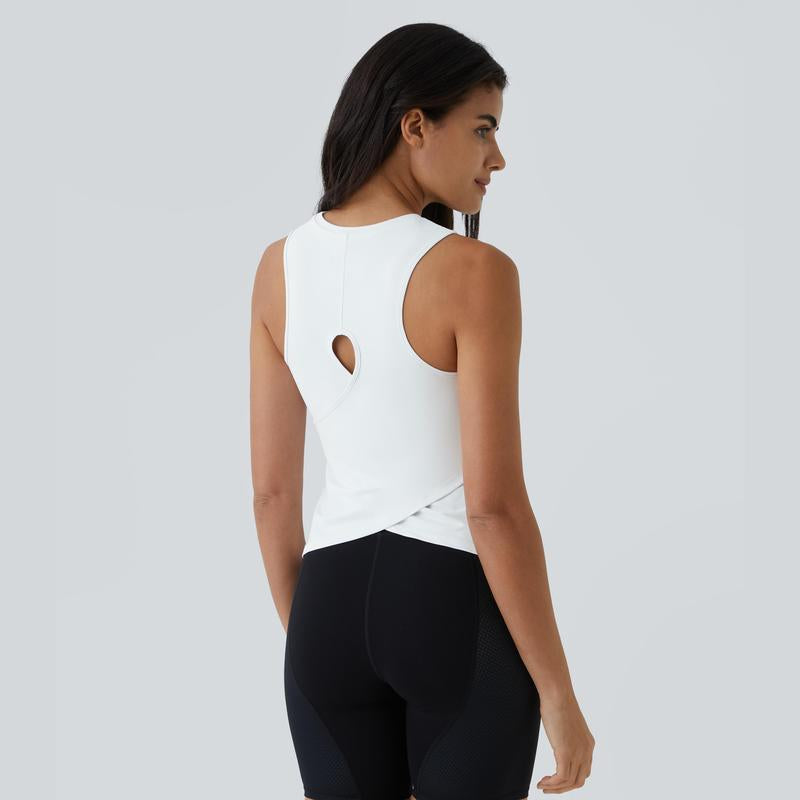 Halara Cut Out Crossover Hem Solid Yoga Tank Top