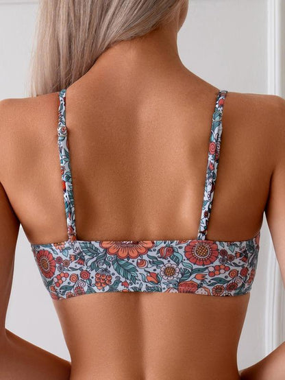 Two-Piece Set Women'S Floral Print Bikini Set, Casual Fashion Chic Swimsuit Set for Beach Holiday Vacation, Ladies Swimwear for All Seasons