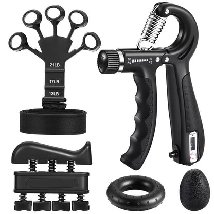 Grip Strength Trainer Kit (5 Pack), Including Finger Exerciser, Hand Grip Strengthener, Hand Extension, Stress Relief Ball, and Forearm Workout Ring