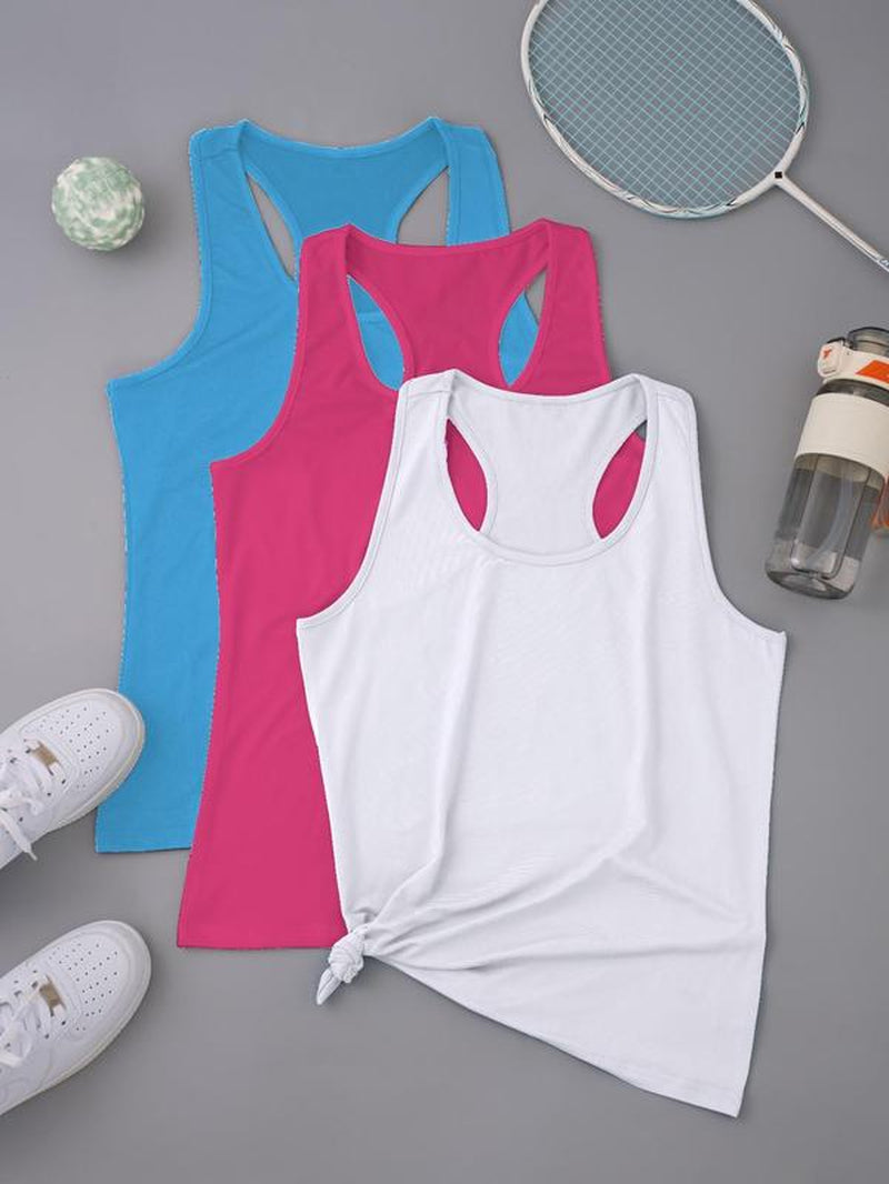 Women'S Solid Sports Tank Top, Breathable Comfortable Sports Top, Ladies Sportswear for Indoor Outdoor Wear