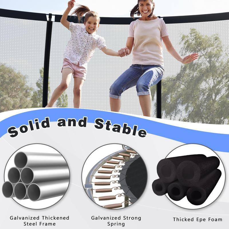 Outdoor Trampoline ,10FT/12FT/14FT/16FT Trampoline with Safety Enclosure and Ladder, ASTM Certified Family/Children'S/Adult Recreational Trampoline with Stakes/Secure Straps/Safety Enclosure, 360 All-Sround Seamless Safety Design