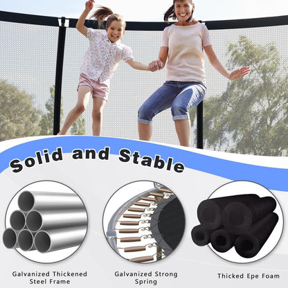 Outdoor Trampoline ,10FT/12FT/14FT/16FT Trampoline with Safety Enclosure and Ladder, ASTM Certified Family/Children'S/Adult Recreational Trampoline with Stakes/Secure Straps/Safety Enclosure, 360 All-Sround Seamless Safety Design