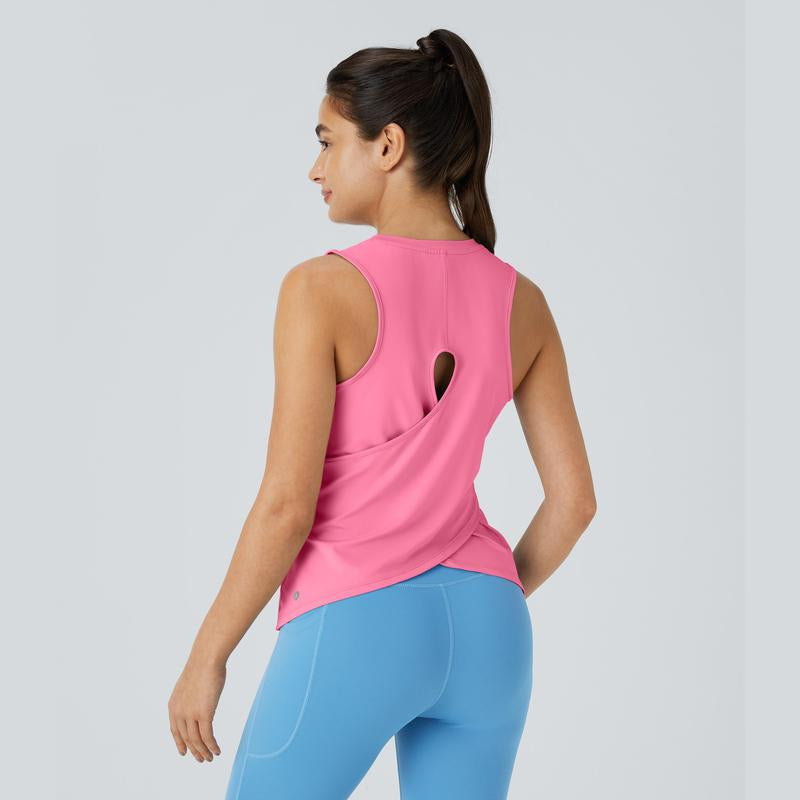 Halara Cut Out Crossover Hem Solid Yoga Tank Top