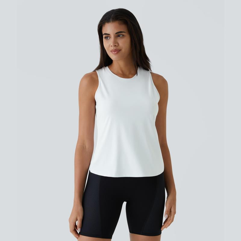 Halara Cut Out Crossover Hem Solid Yoga Tank Top