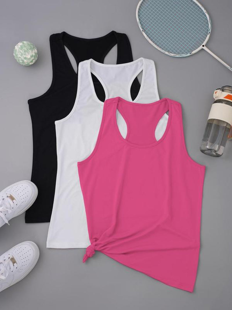 Women'S Solid Sports Tank Top, Breathable Comfortable Sports Top, Ladies Sportswear for Indoor Outdoor Wear