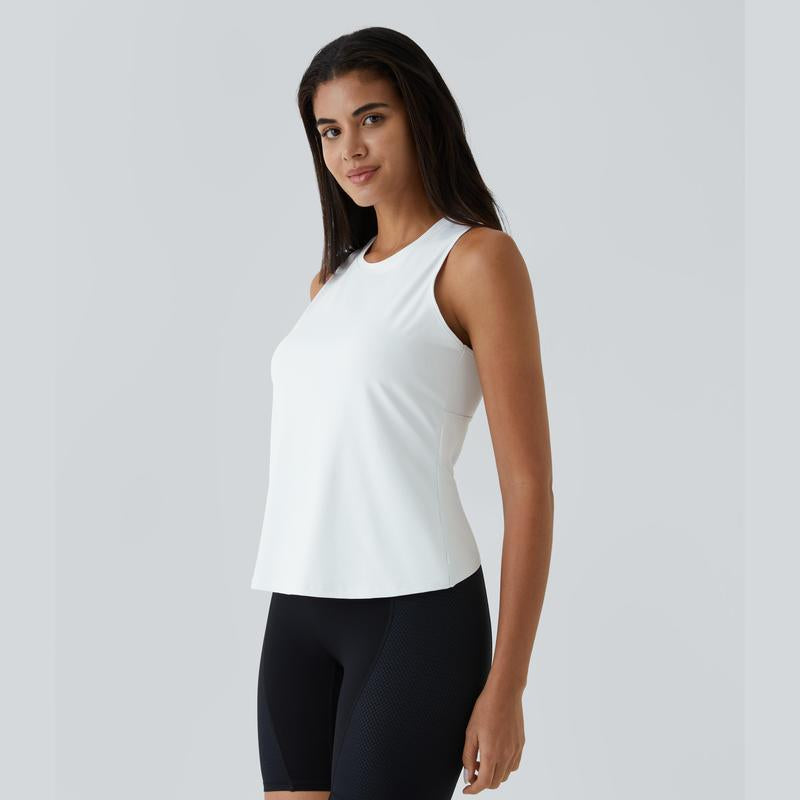Halara Cut Out Crossover Hem Solid Yoga Tank Top