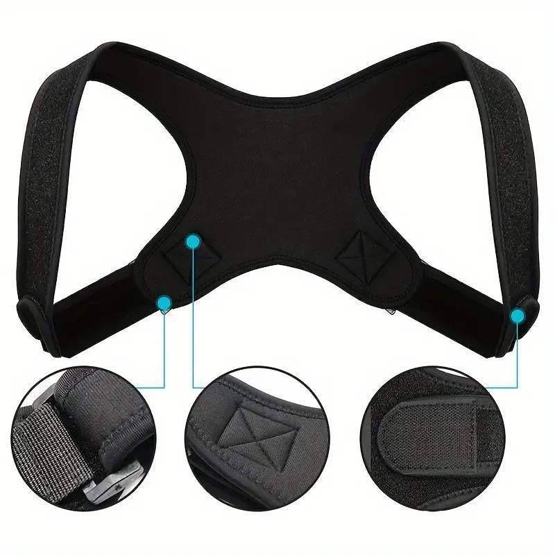 1 Pack Lightweight Posture Lmprover for Men, Women - Comfort Back,Black Fixed Posture Strap to Lmprove Posture Healthcare Tool Aid