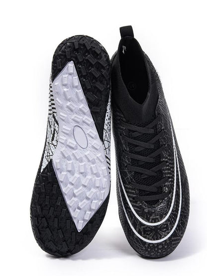 Men'S All over Print Lace up Soccer Shoes, Breathable Comfortable High Top Football Shoes, Professional Training Shoes for Outdoor Sports