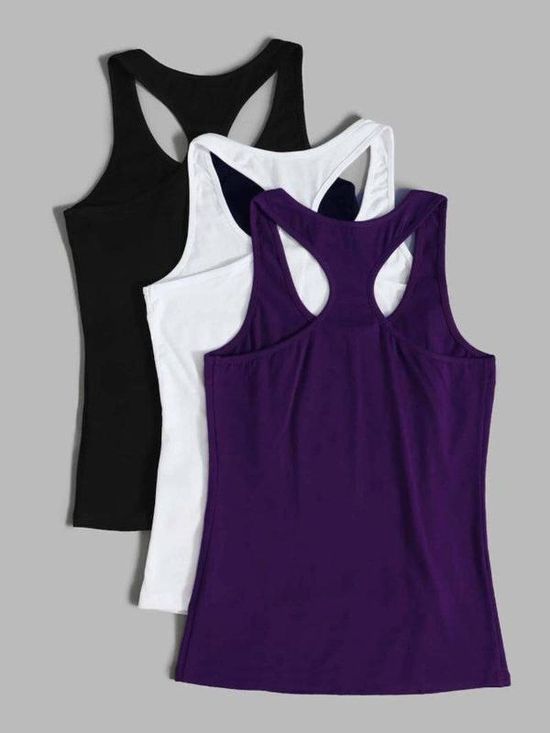 Women'S Solid Sports Tank Top, Breathable Comfortable Sports Top, Ladies Sportswear for Indoor Outdoor Wear