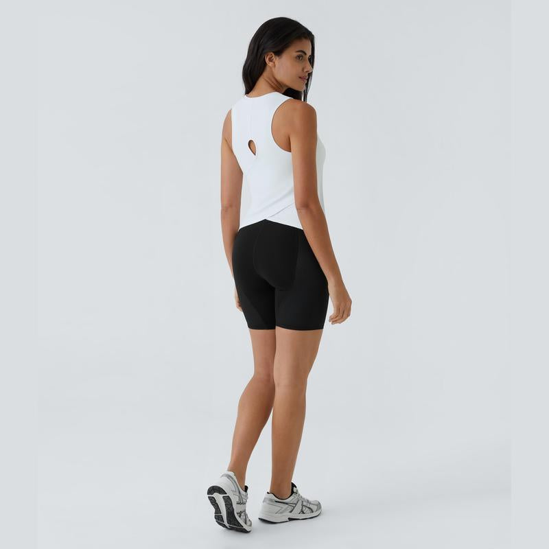 Halara Cut Out Crossover Hem Solid Yoga Tank Top