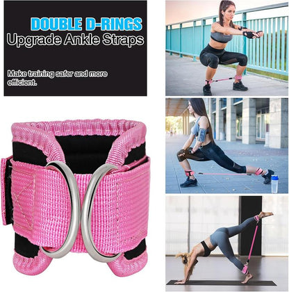 6 Pcs Ankle Resistance Bands, Ankle Bands for Working Out with Cuffs, Resistance Bands for Leg Butt Training Workout Equipment for Kickbacks Hip Gluteus Training Exercises, Ankle Strap with Exercise Bands