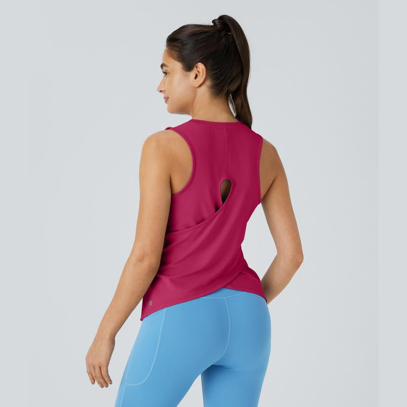Halara Cut Out Crossover Hem Solid Yoga Tank Top